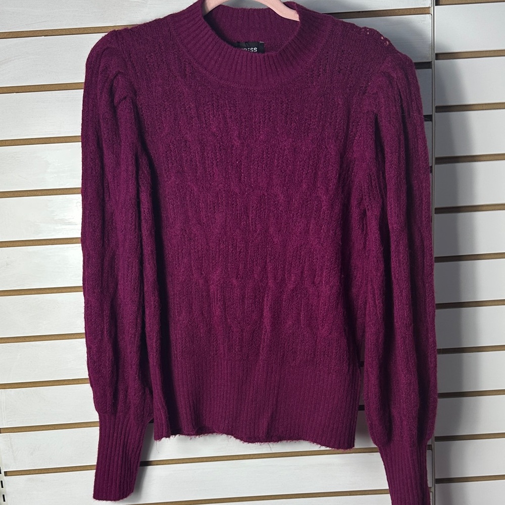 Express Purple Women's Puff Sleeve Sweater